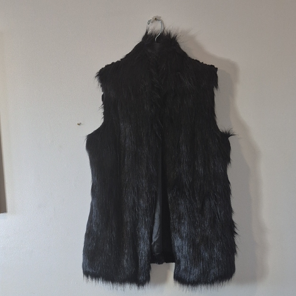 Adienne Landau NEW FAUX VEST L  Black Luxury